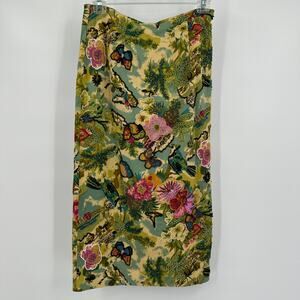 Dolce Apparel Women Skirt Sz PS Beaded Tropical Embroidered Artsy Midi Statement